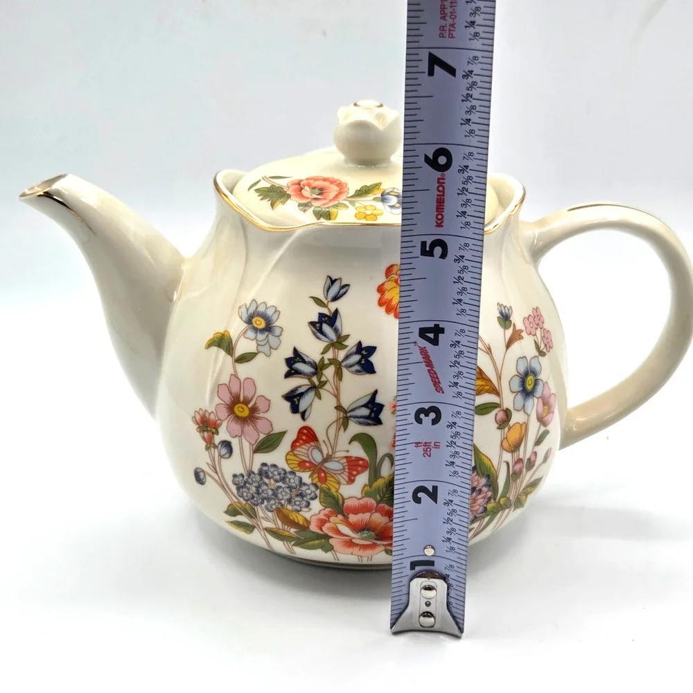 Vintage Robinson Design Group Floral Teapot with Gold Trim‎ Made In Japan 1989